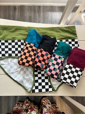 NEW Checkerboard Cotton Briefs - Green & Multicolor Patterns